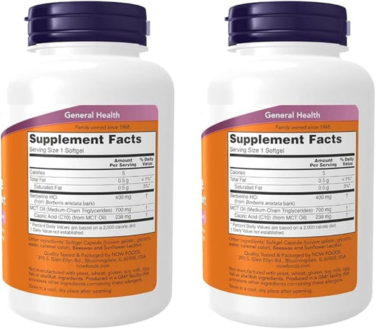 NOW Foods Supplements, Berberine Glucose Support | Combined with MCT Oil for Optimal Berberine Absorption | 90 Softgels - Pack of 2 with Pill Organizer