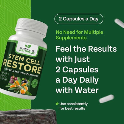 Stem Cell Restore - Regenerative Healing - Healthy Aging Reset - Brain and Cognitive Support - Cartilage, Heart and Kidney Repair - Organic Tibetan Sea Buckthorn (3 Bottles, 180 Count)
