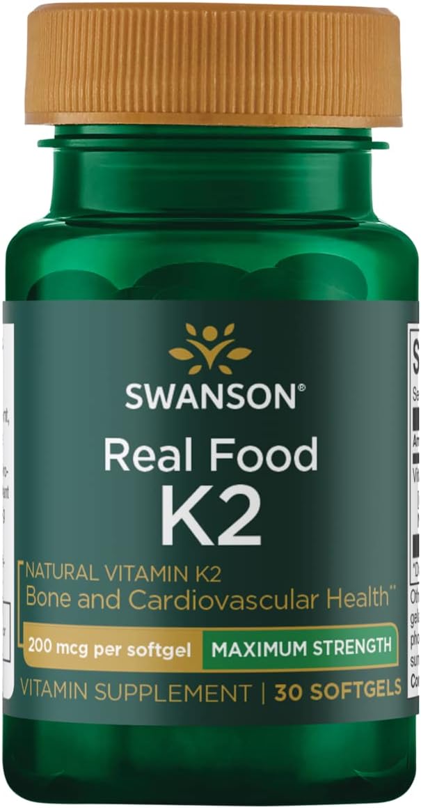 Swanson Maximum Strength Vitamin K2 (Menaquinone-7)-Vitamin (30 Softgels, 200mcg Each)