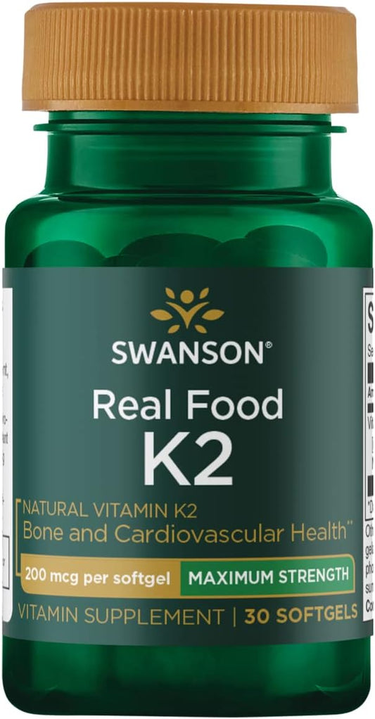 Swanson Maximum Strength Vitamin K2 (Menaquinone-7)-Vitamin (30 Softgels, 200mcg Each)