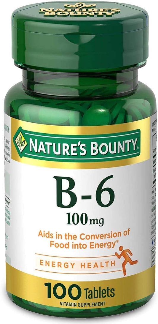Nature's Bounty Vitamin B6, Supports Energy 100mg, Tablets, 100 Ct