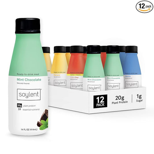 Soylent Meal Replacement Shake, Seasonal Sampler 20g Complete 14oz, 12 12 Pack