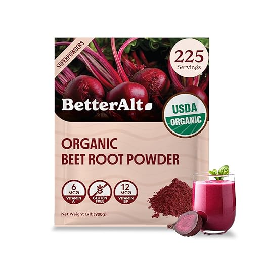 Organic Beet Root Powder, USDA Certified - Nitric Oxide Supplement, Beet Juice Powder Superfood for Healthy Heart, Beetroot Supplement, Beetroot Powder - 225 Servings, 2 lb