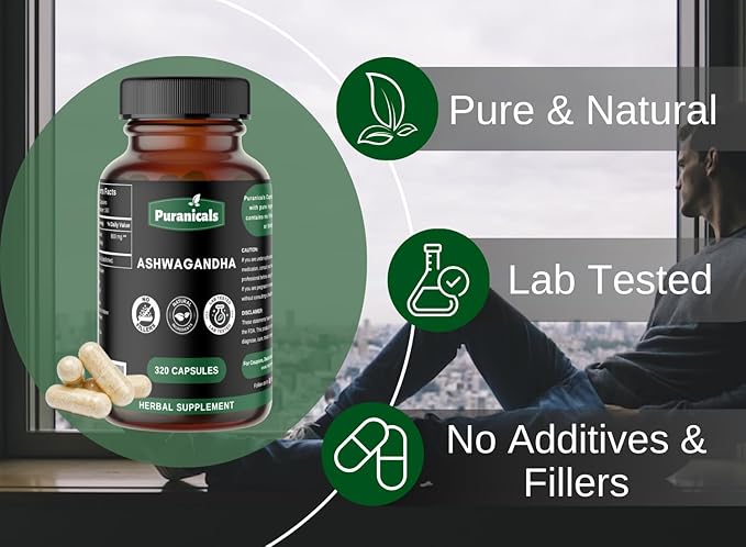 Ashwagandha Premium 320 Capsules Non GMO 500 mg 100% Pure