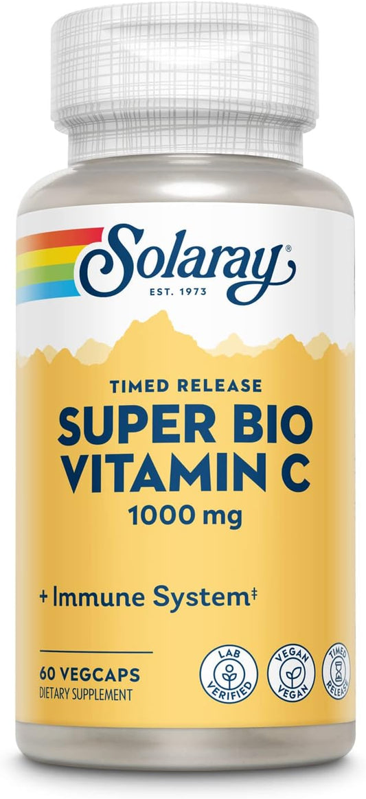 SOLARAY Super Bio Vitamin C 1000mg, 60 Day 30 Servings, 60 VegCaps