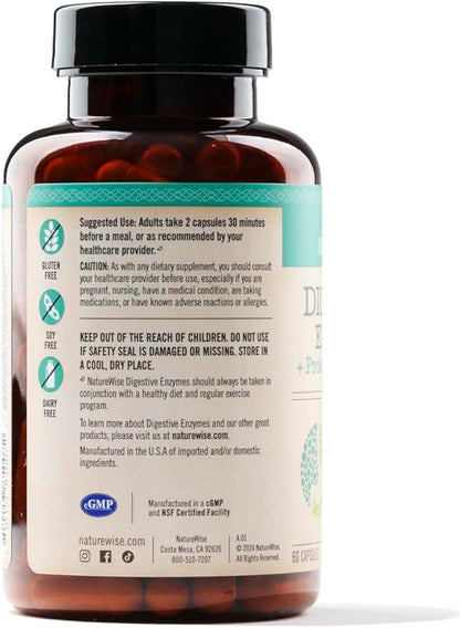 NatureWise Digestive Enzymes 60 Capsules[1-Month Capsules[1-Month Supply]