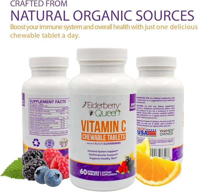 Elderberry Queen Chewable Vitamin C 500mg 60 Count