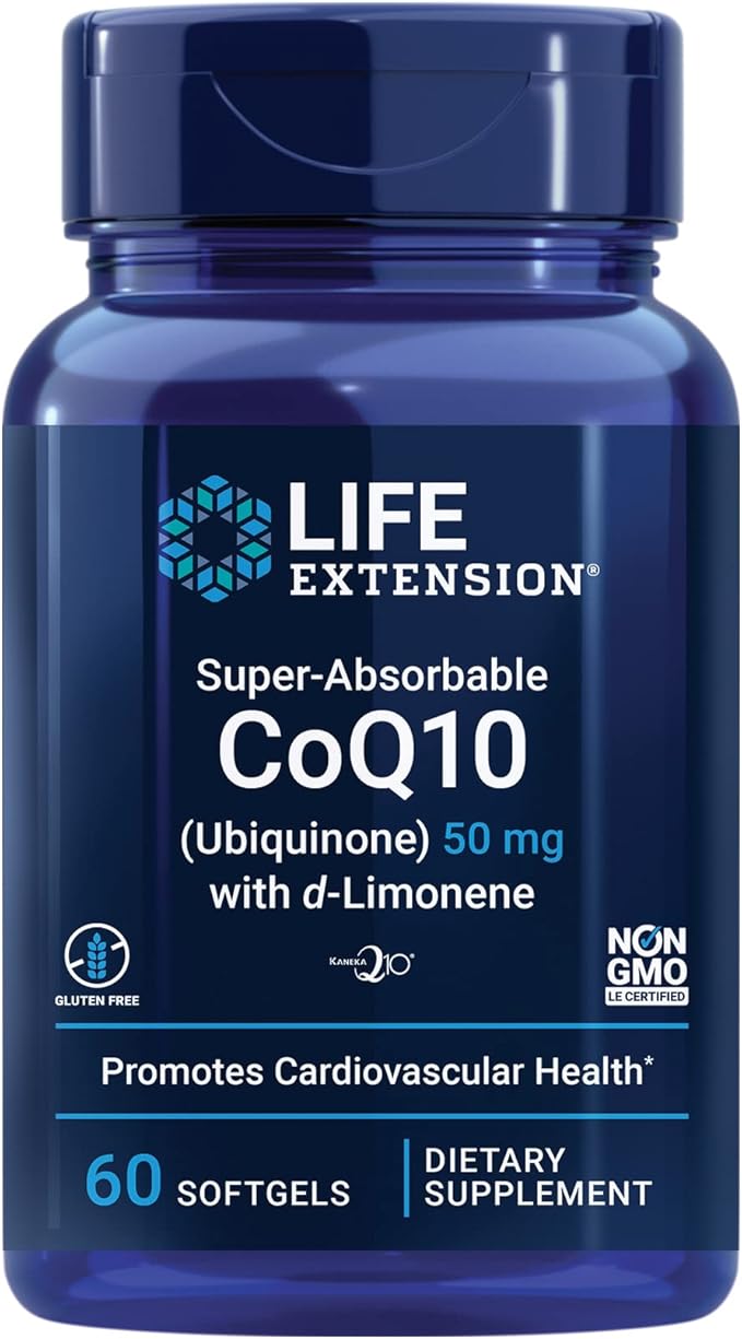 Life Extension Super-Absorbable CoQ10 with D-Limonene 50mg Q10 Supplement 60 Softgels