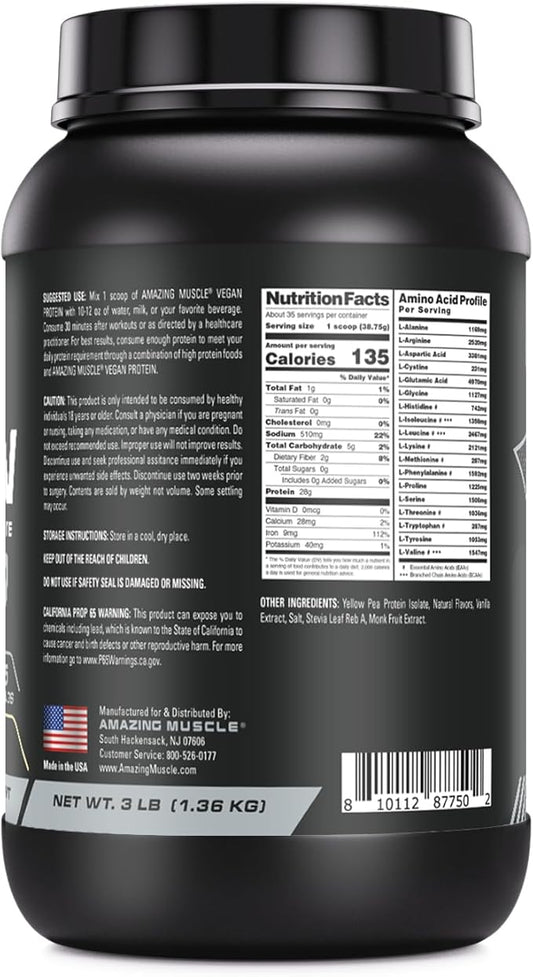 Vegan Protein Powder 28 Grams 34 Servings (3 Lb,