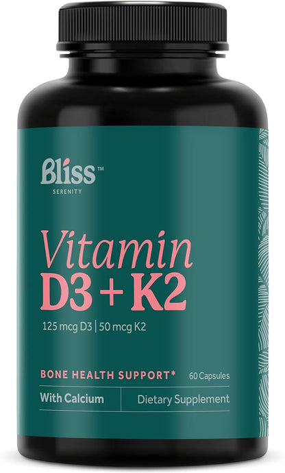 Vitamin D3 K2 D3 5000 5000 IU K2 as MK-7, Calcium, 60 Vegcaps, 60 Day