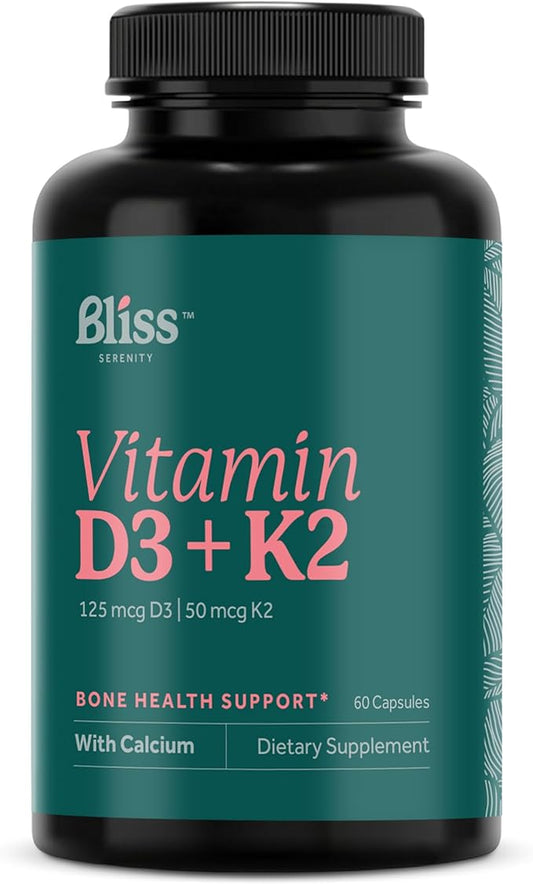 Vitamin D3 K2 D3 5000 5000 IU K2 as MK-7, Calcium, 60 Vegcaps, 60 Day