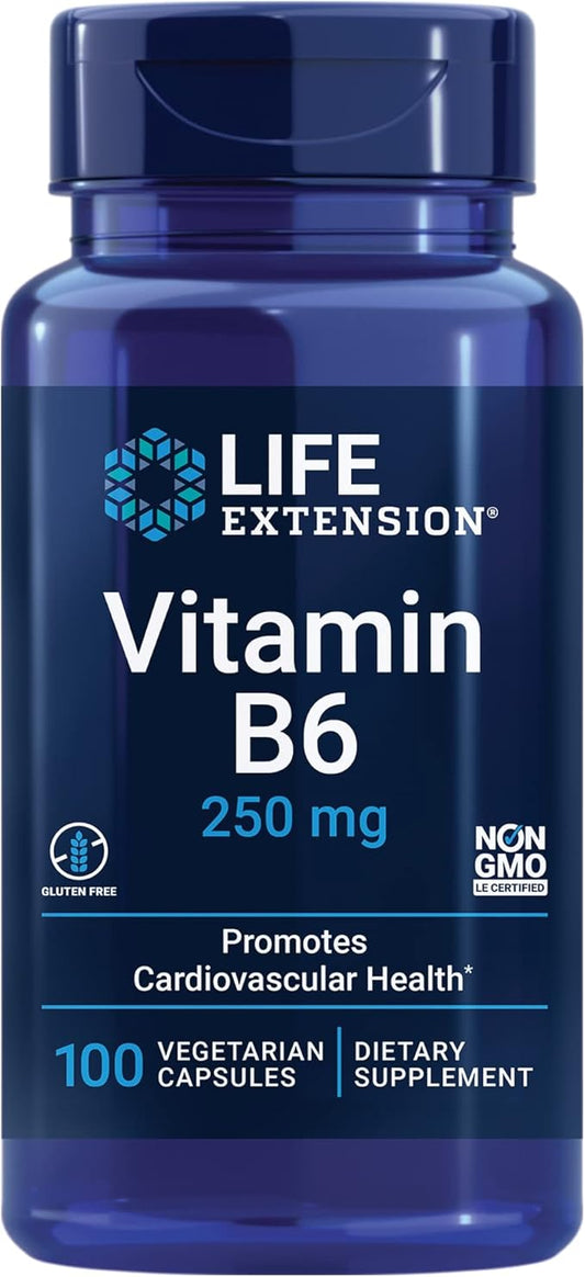 Life Extension Vitamin B6 250 mg, 100 Vegetarian B12, Vegetarian 90 Count