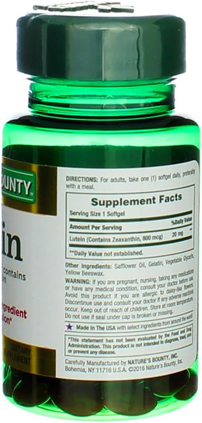 Nature's Bounty Lutein - 20 mg 40 Softgels