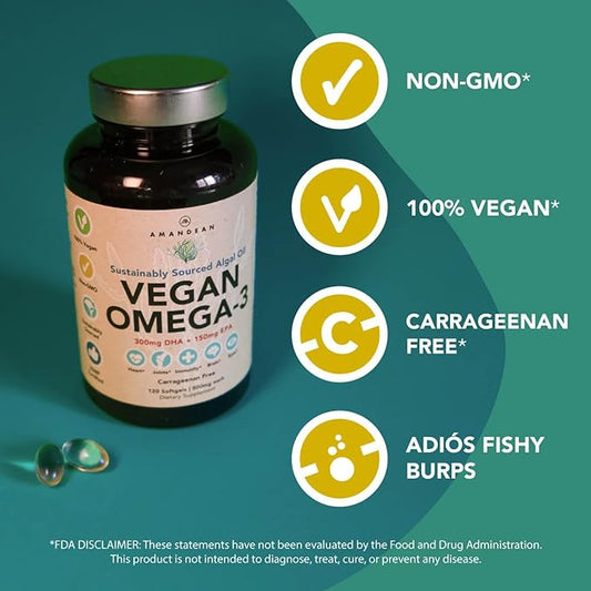 AMANDEAN Vegan Omega 3 Supplement. Premium (120ct)