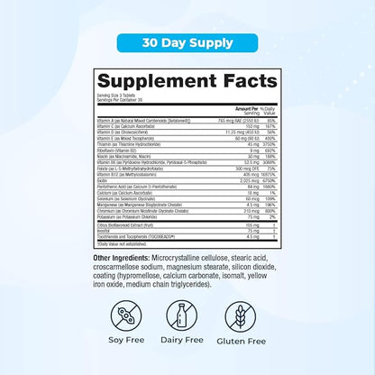 VitaMedica | Energy Support Multivitamin w B Complex | Energy Booster | Vitamin B6 & B12 | Clarity & Focus | Biotin for Hair, Skin & Nails | Energy Supplements | 90 Ct