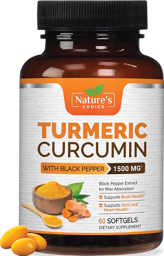 Turmeric Curcumin with Black Pepper Extract 1500mg, Advanced 60 Softgels
