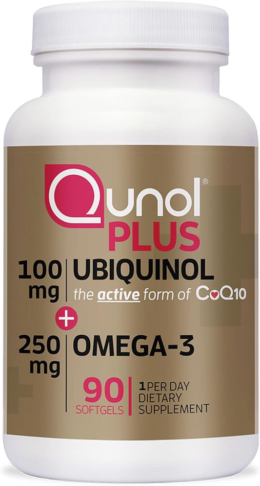 Qunol Plus Ubiquinol with Omega-3 Fish Oil CoQ10, 90 90 Count