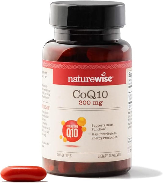 NatureWise CoQ10 200mg Softgels, High Potency CoQ10 200mg 200mg Ubiquinone Q10 Supplements 30 Softgels[1-Month Softgels[1-Month Supply]