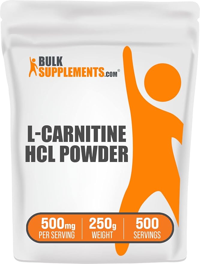 BulkSupplements.com L-Carnitine HCl Powder - Carnitine Supplement, Carnitine Powder, L-Carnitine 500mg - Unflavored & Gluten Free, 500mg per Serving, 250g (8.8 oz) (Pack of 1)