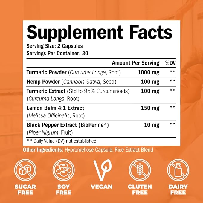 Turmeric and Hemp Capsules 95% Curcuminoids