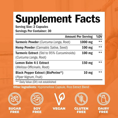 Turmeric and Hemp Capsules 95% Curcuminoids