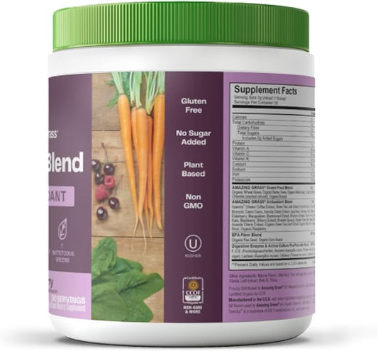 Amazing Grass Greens Superfood Antioxidant: Greens Powder with Organic Spirulina, Beet Root Powder, Elderberry & Probiotics, Sweet Berry, 30 Servings (Packaging May Vary)