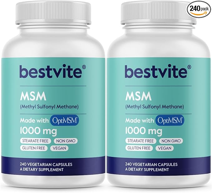 BESTVITE MSM 1000mg Made with OptiMSM (480 Capsules) (240 x 2) -