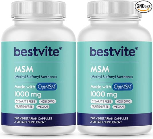 BESTVITE MSM 1000mg Made with OptiMSM (480 Capsules) (240 x 2) -