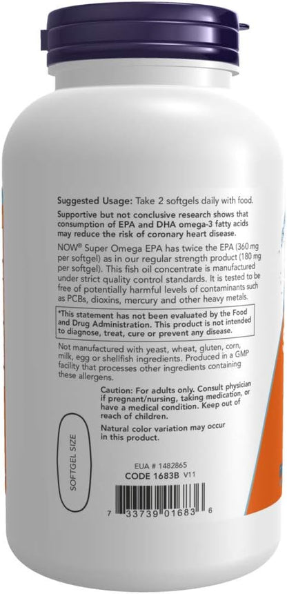 NOW Supplements, Super Omega EPA, 360 240 DHA, 240 Softgels