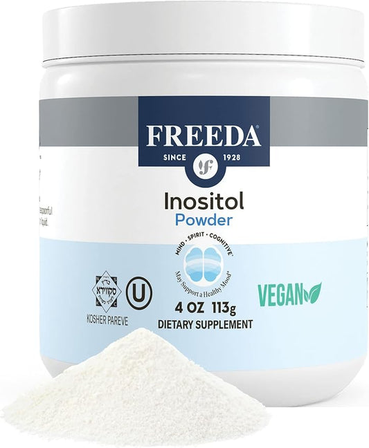 FREEDA Inositol Powder from Myo-Inositol - Hormone Balance for Women - PCOS Supplements for Women - Vitamin B8 Conception, Fertility Support - Myoinositol for Mood Improvement in Men & Women - 4 oz