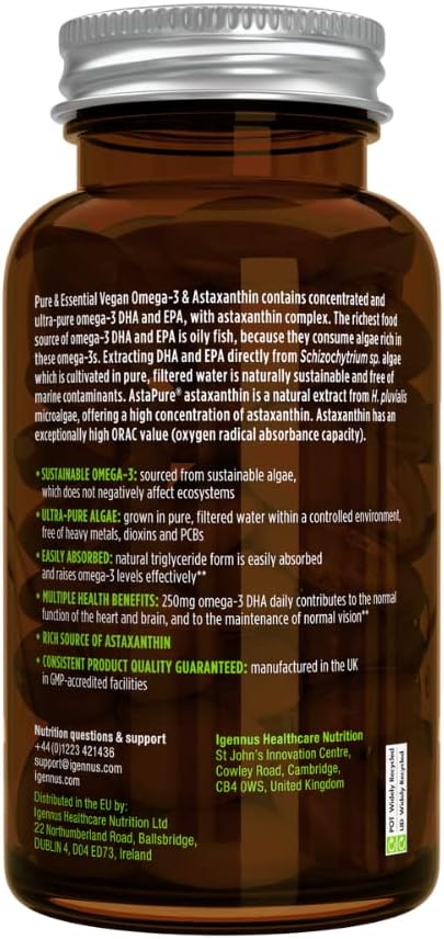 Pure & Essential Vegan Omega 3 600mg DHA 180 Small