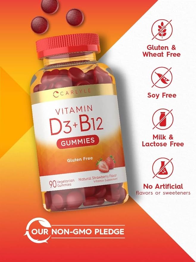 Carlyle Vitamin D3 + B12 Complex Gummies 90 Count