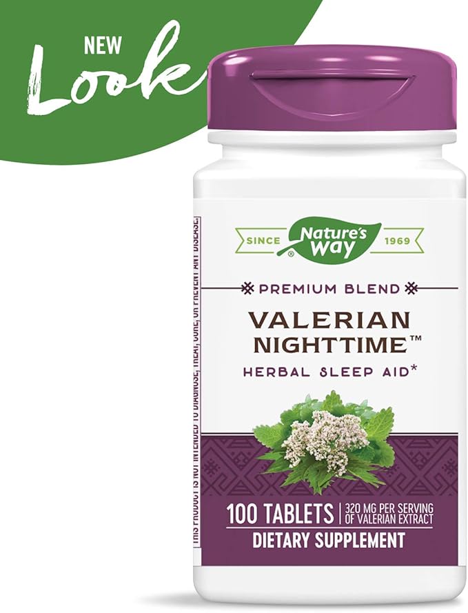 Nature's Way Valerian Nighttime, Herbal Sleep 320 mg 100 Tablets