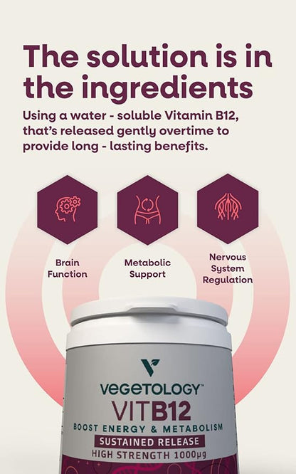 Vitamin B12 Supplements – Vegan B12 Vitamins for Energy Support – VIT B12 Vitamin Supplements for All Ages – Vitamin B12 1000 Mcg (60 Tabs)