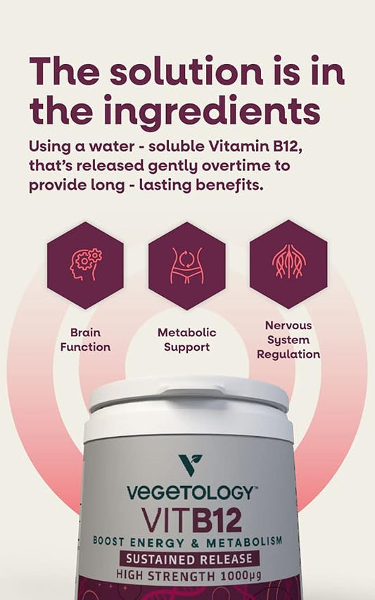 Vitamin B12 Supplements – Vegan B12 Vitamins for Energy Support – VIT B12 Vitamin Supplements for All Ages – Vitamin B12 1000 Mcg (60 Tabs)