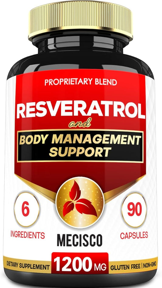 Trans Resveratrol Supplement with Grape Seed, 1000mg Organic 6 Herbal 90 Capsules