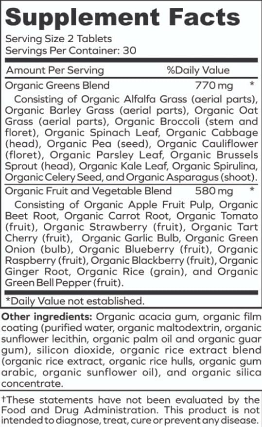 Green Fuel Organic Greens Tablets