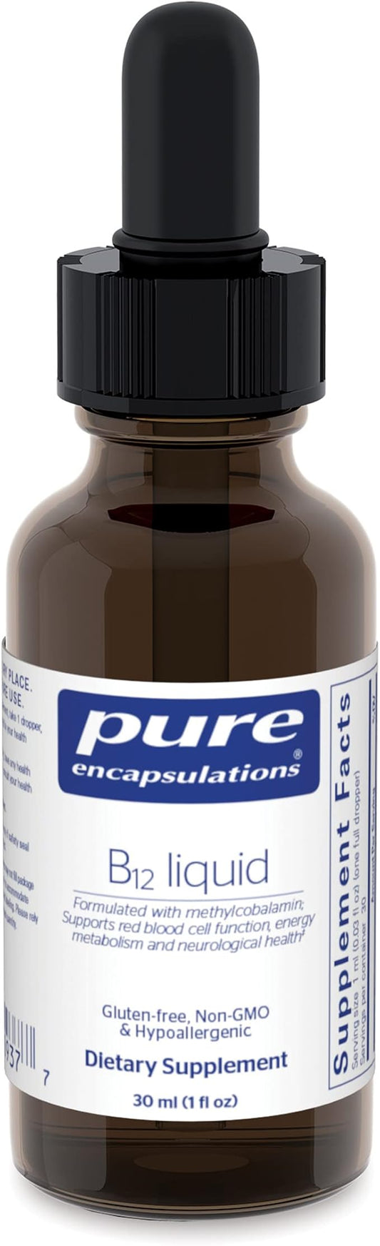 Pure Encapsulations B12 Liquid 1,000 mcg B12 (Methylcobalamin) 1 fl.