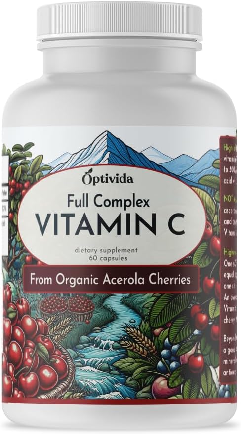 OPTIVIDA Vitamin C Plant-Based Complex: Natural 60 Serv.