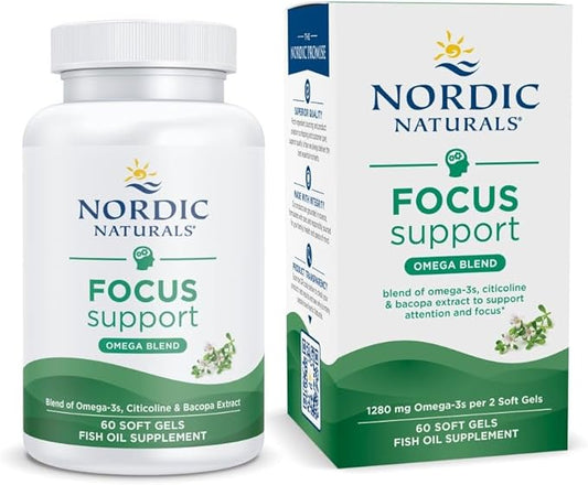 Nordic Naturals Omega Focus, Lemon 60 Soft 1280 mg Omega-3 + 30 Servings