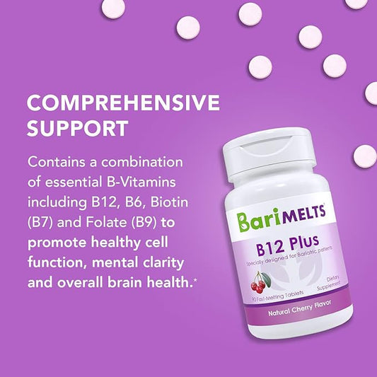 BariMelts Vitamin B12 Plus 3 Month (90 Fast-Dissolving B12, Vitamin B6, Methylated