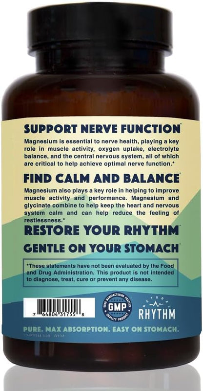 Magnesium Glycinate 150mg Natural Rhythm High Absorption Elemental Magnesium 120 Capsules