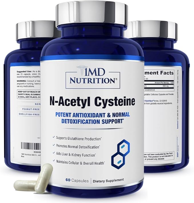 1MD Nutrition NAC Supplement N-Acetyl Cysteine 600 mg 60 capsules