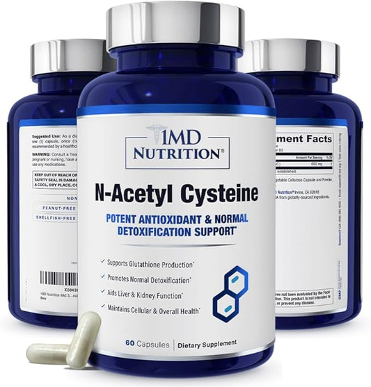 1MD Nutrition NAC Supplement N-Acetyl Cysteine 600 mg 60 capsules