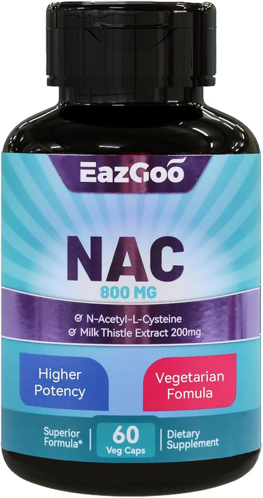 NAC Supplement N-Acetyl Cysteine 800mg, 200mg, Non-GMO, 60 Capsules