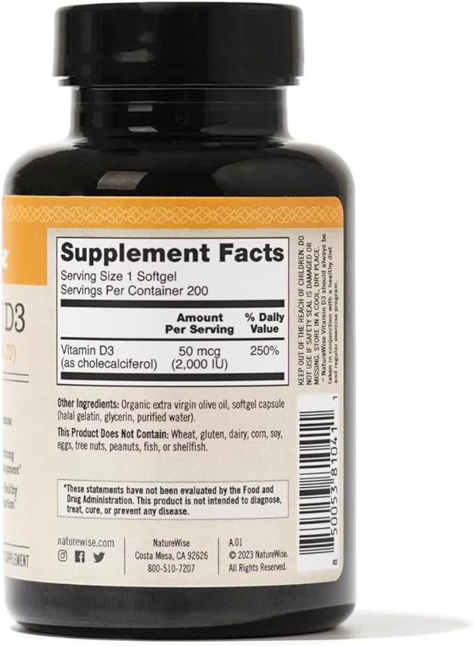 NatureWise Vitamin D3 2000iu (50 mcg) 360 Count(Pack 1)