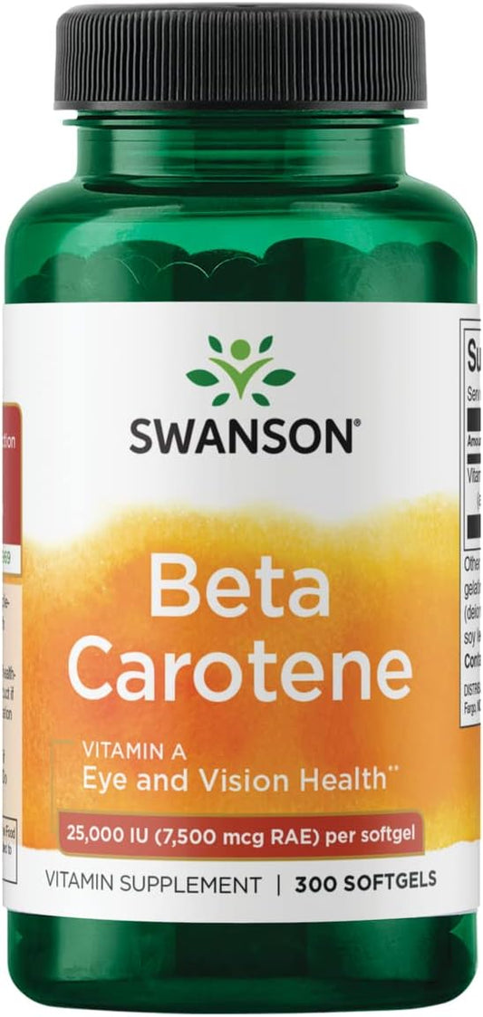 Swanson Beta-Carotene Vitamin A 25000 IU Softgels 7500 mcg (300 Softgels)