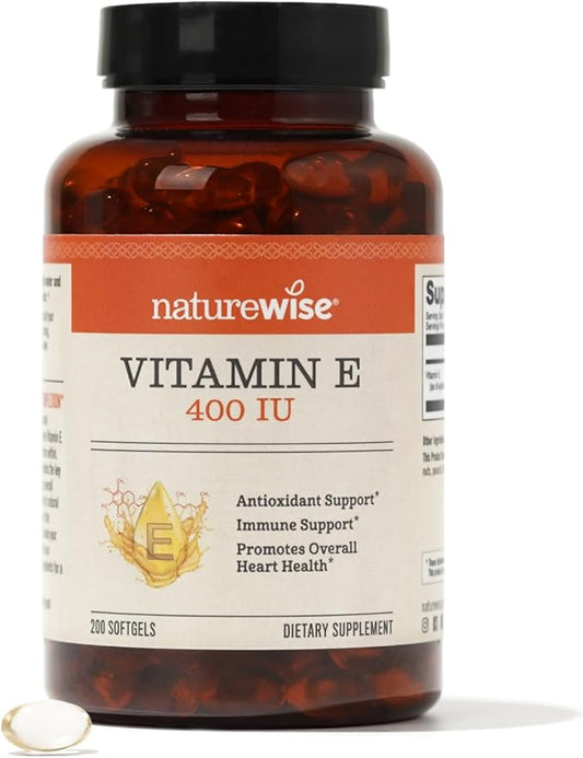 NatureWise Vitamin E 400 IU Softgels (180mg DL-Alpha) 200-Day Supply, 200 Count