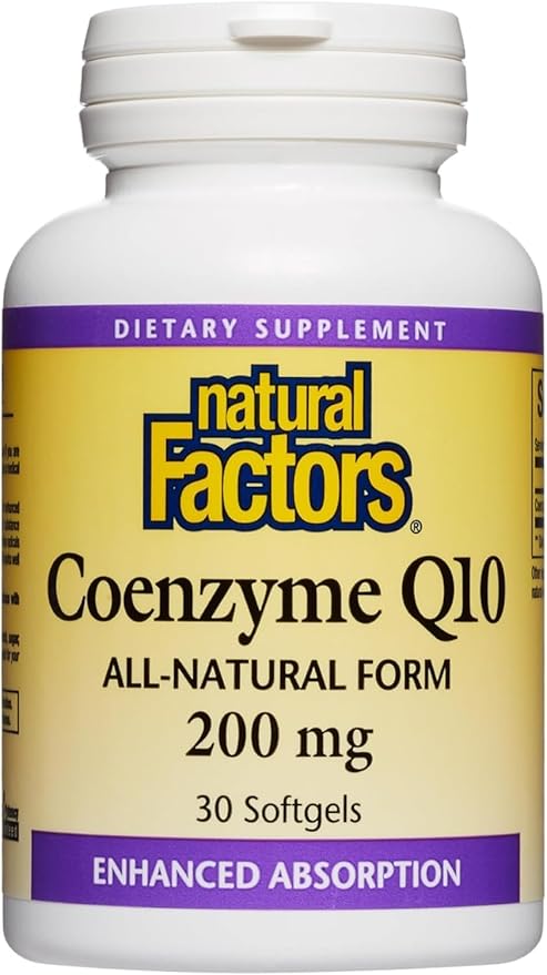 Natural Factors Coenzyme Q10 200 mg, Q10 Supplement 30 Softgels