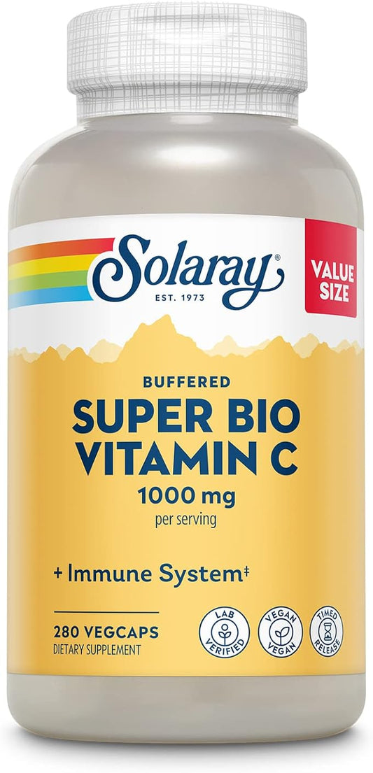 SOLARAY Super Bio Vitamin C 1000mg, 60 Day 140 Servings, 280 VegCaps